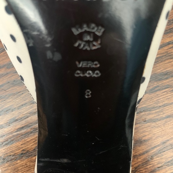 VINTAGE CASADEI SLIP ON HEELS POLKA DOT MADE IN ITALY DESIGNER SHOES - Picture 8 of 9